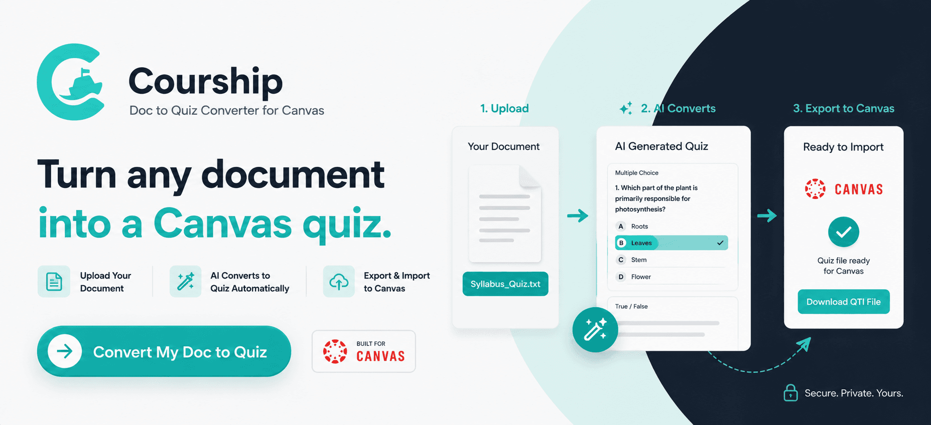 Turn documents into Canvas quizzes — try Courship free