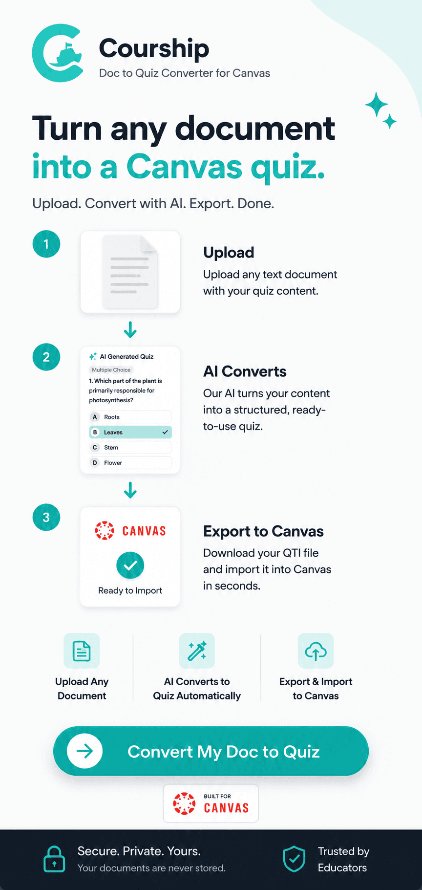 Turn documents into Canvas quizzes — try Courship free