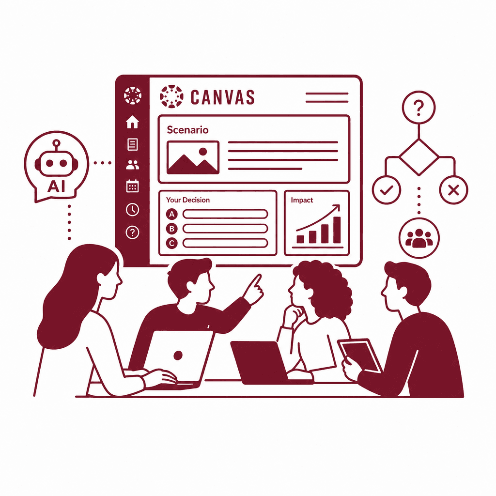 Designing AI-Powered Scenario-Based Learning for Decision-Making Practice in Canvas