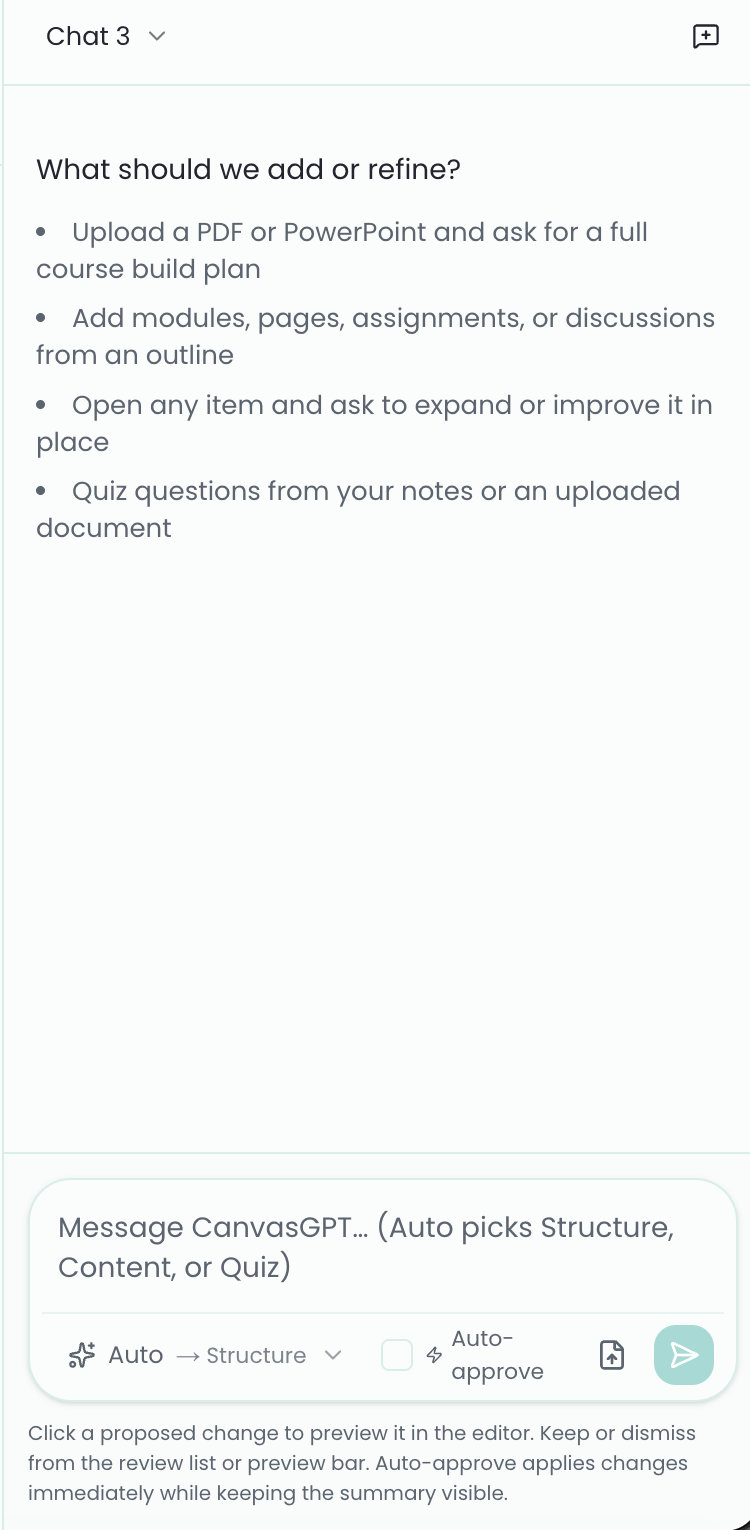 AI assistant conversation in the course workspace
